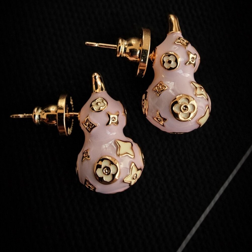 Pink and gold earrings